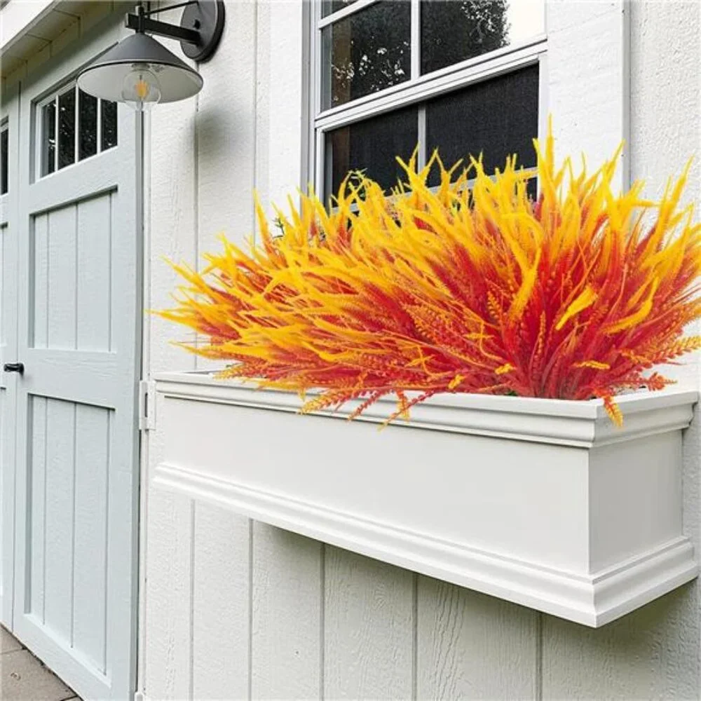 10 Bundles Artificial Fall Flowers for Outdoors Fake Plants UV Resistant Plastic